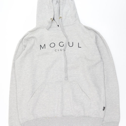 Mogul Club Mens Grey Pullover Hoodie L Regular Fit Fleece Logo