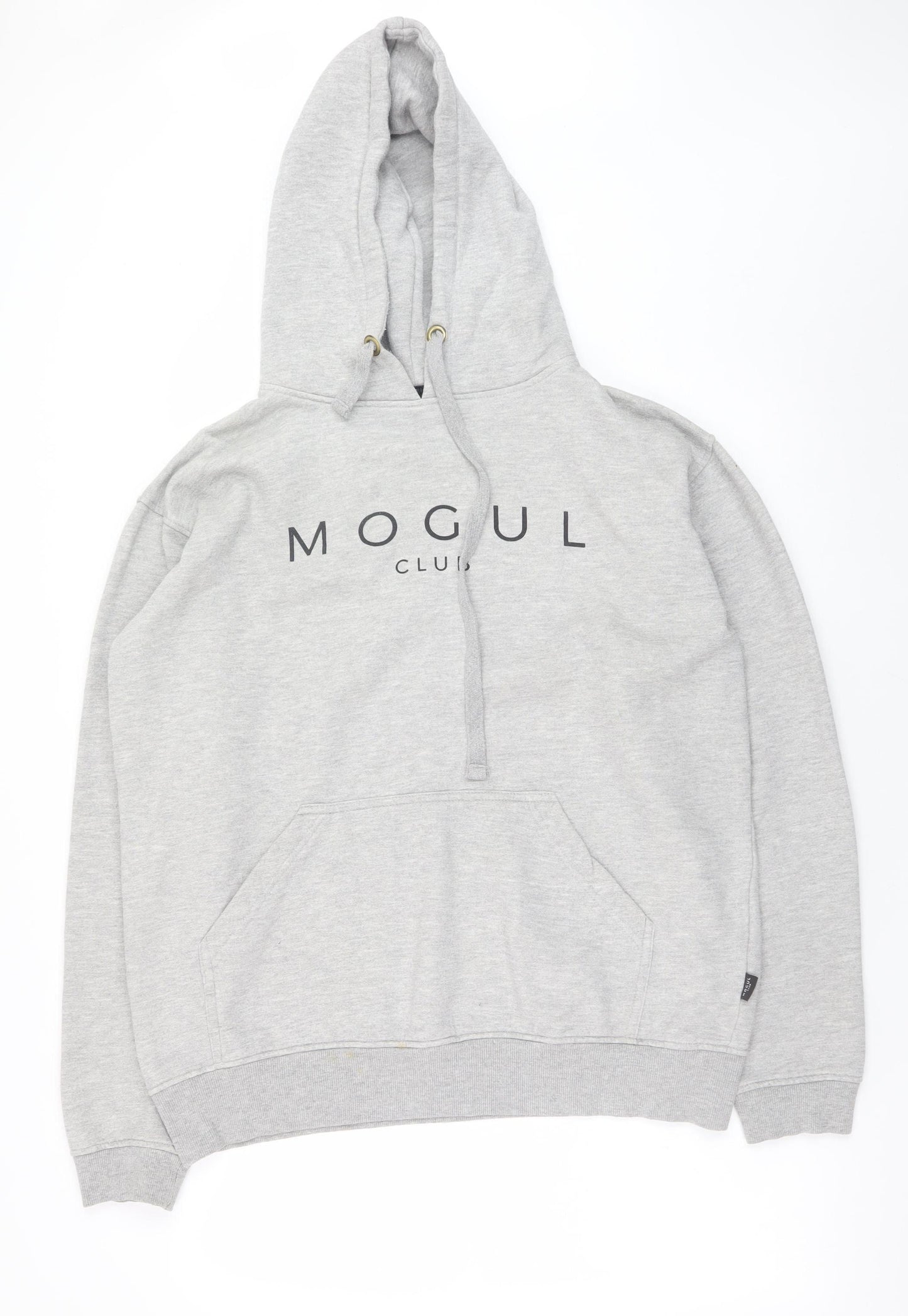 Mogul Club Mens Grey Pullover Hoodie L Regular Fit Fleece Logo