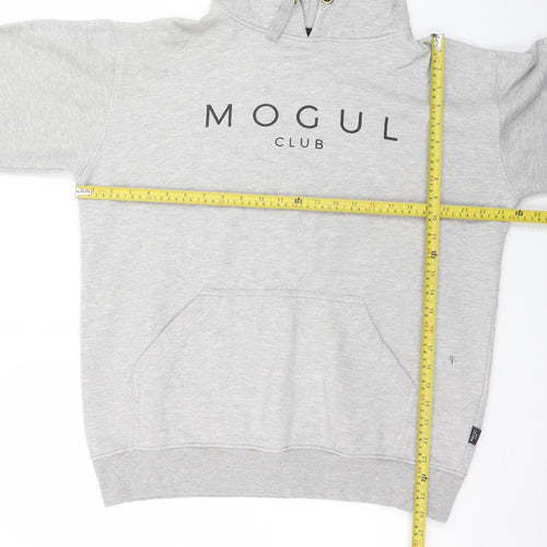 Mogul Club Mens Grey Pullover Hoodie L Regular Fit Fleece Logo