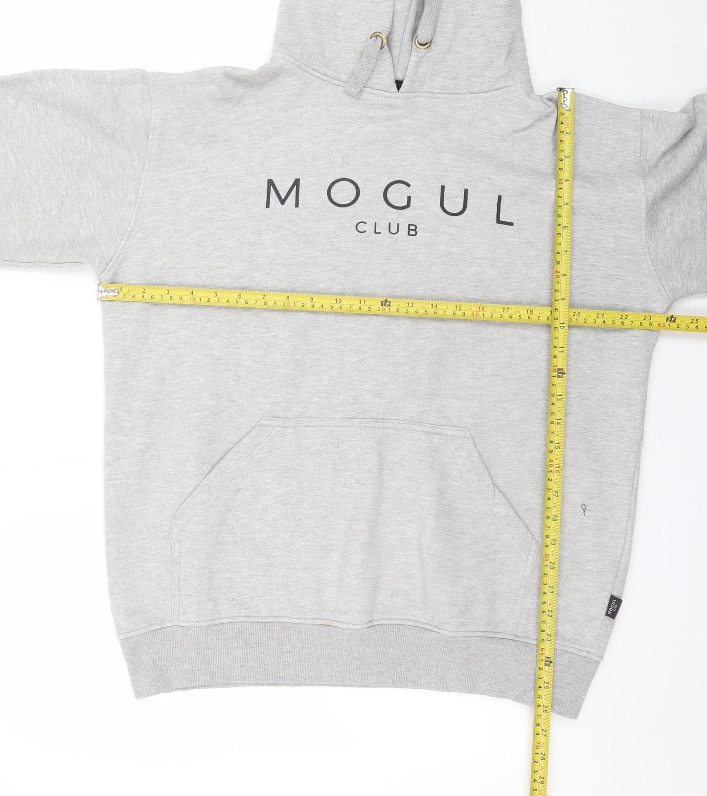 Mogul Club Mens Grey Pullover Hoodie L Regular Fit Fleece Logo