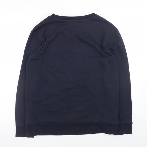 DKNY Jeans Women's Navy Cotton Blend Sequin Logo Sweatshirt Size S
