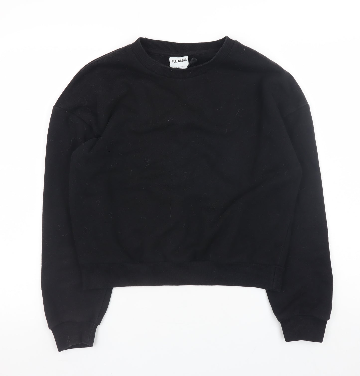Pull&Bear Womens Black Small Crew Neck Pullover Sweatshirt