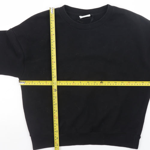 Pull&Bear Womens Black Small Crew Neck Pullover Sweatshirt