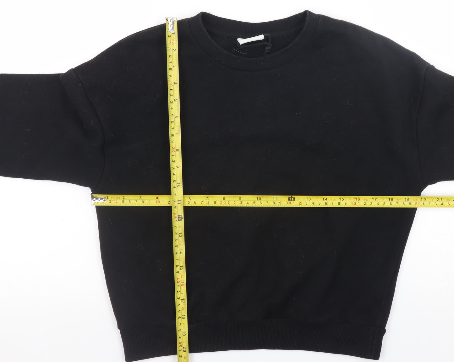 Pull&Bear Womens Black Small Crew Neck Pullover Sweatshirt