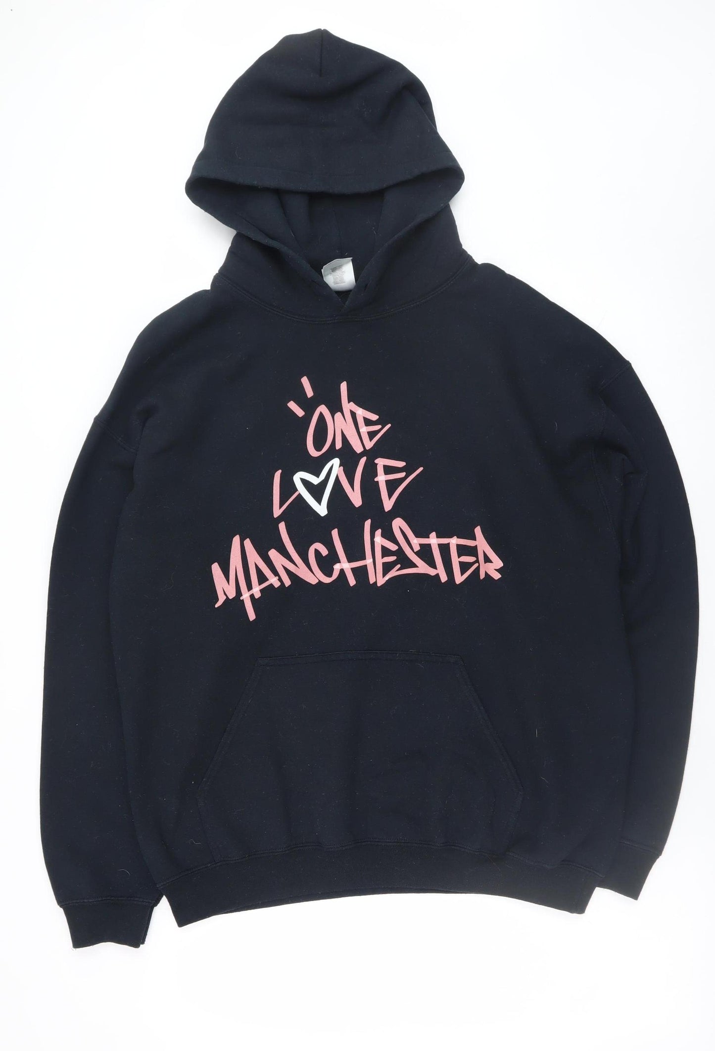 Gildan Men’s Black One Love Manchester Pullover Hoodie Size L