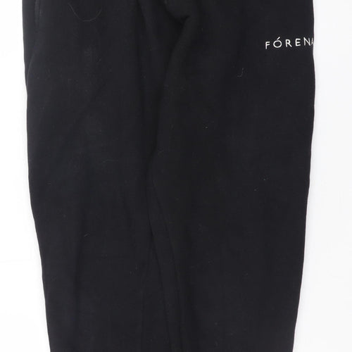 Fórena Mens Black Jogger Sweatpants S Regular Fit Fleece Cuffed