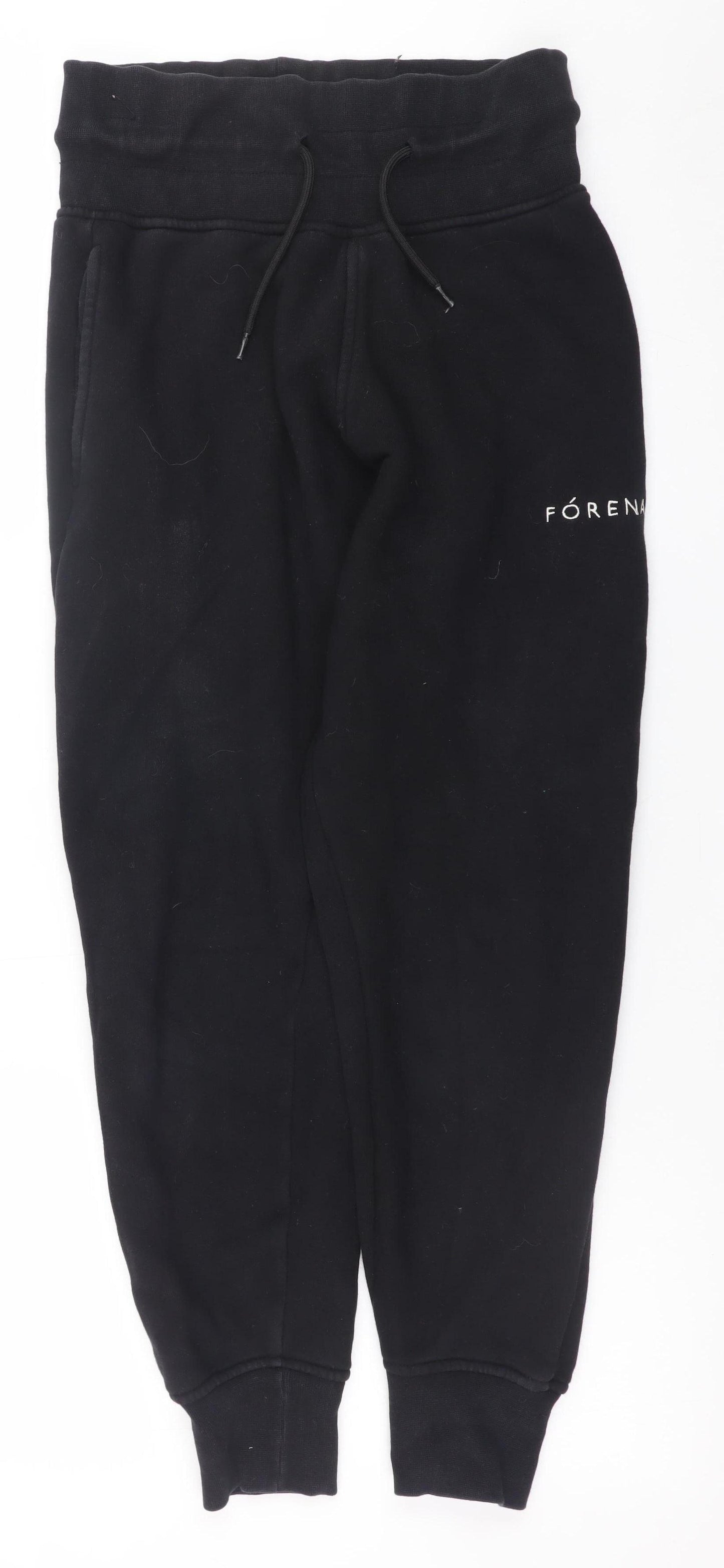 Fórena Mens Black Jogger Sweatpants S Regular Fit Fleece Cuffed