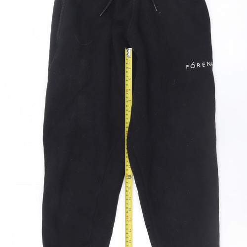 Fórena Mens Black Jogger Sweatpants S Regular Fit Fleece Cuffed