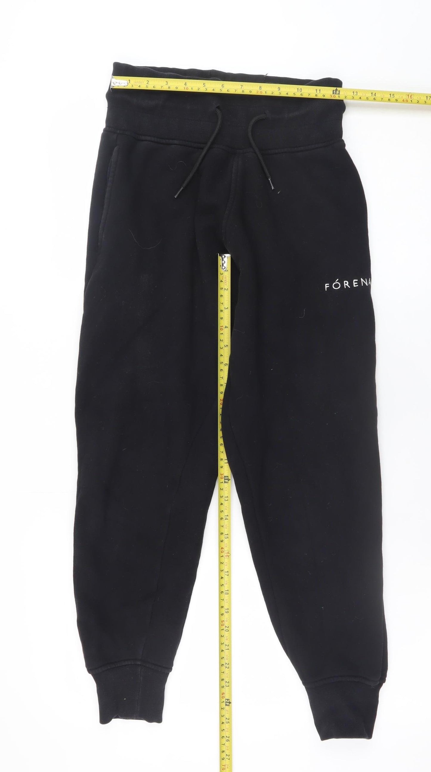 Fórena Mens Black Jogger Sweatpants S Regular Fit Fleece Cuffed