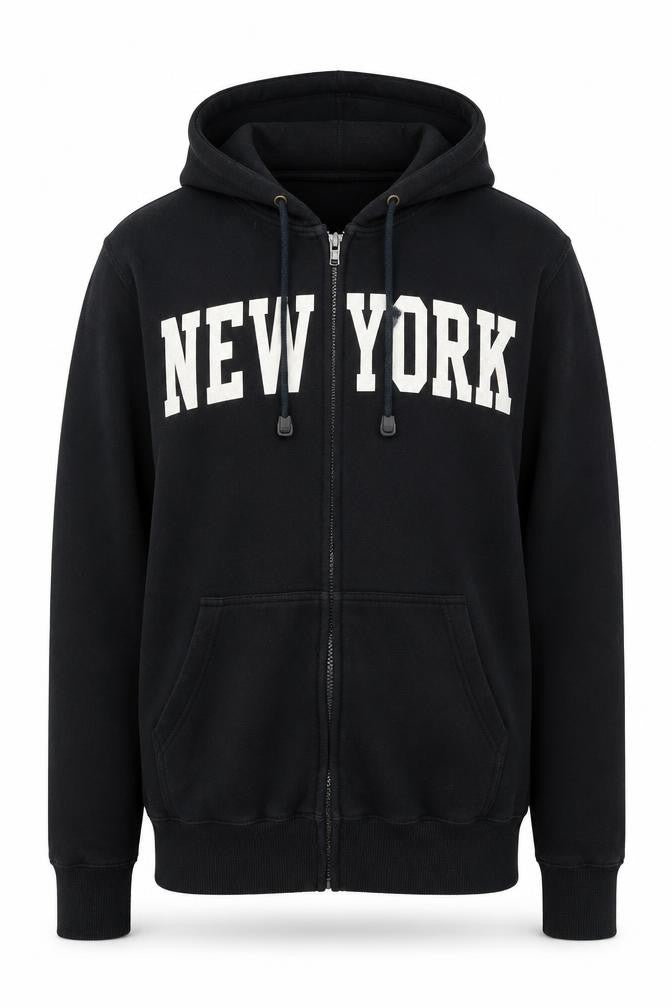 CH Apparel Men's Black Full Zip New York Hoodie Size S