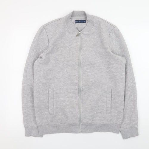 EASY Men’s Grey Bomber Jacket M Regular Fit Full Zip Lightweight Casual