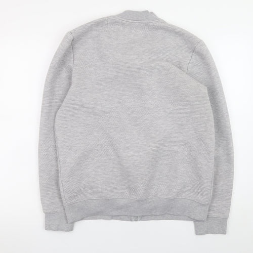 EASY Men’s Grey Bomber Jacket M Regular Fit Full Zip Lightweight Casual