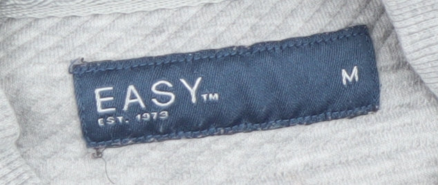 EASY Men’s Grey Bomber Jacket M Regular Fit Full Zip Lightweight Casual