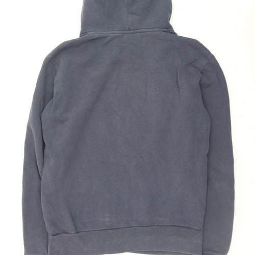 Superdry Men's Blue Pullover Hoodie Small Logo Print Fleece