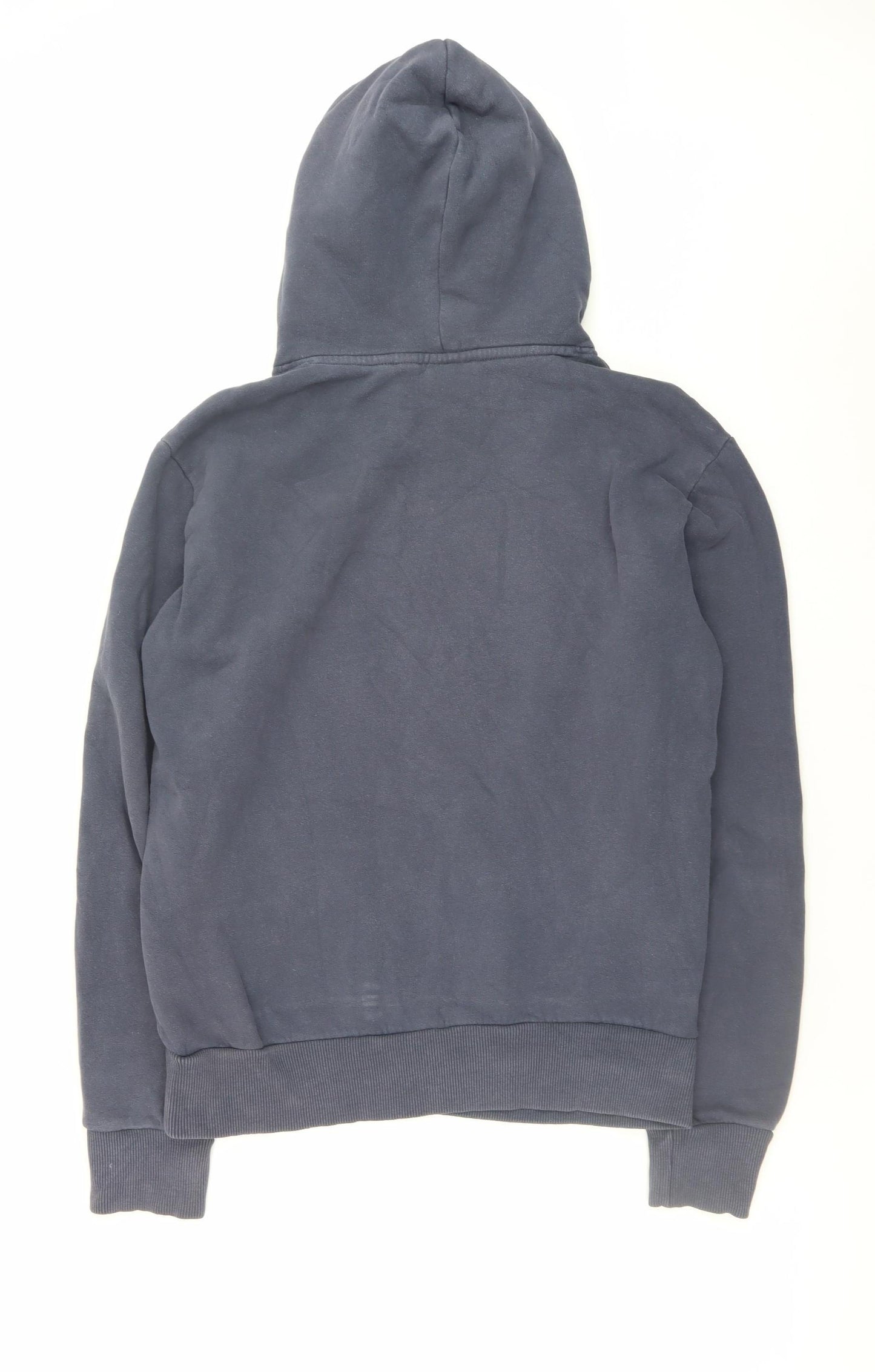Superdry Men's Blue Pullover Hoodie Small Logo Print Fleece