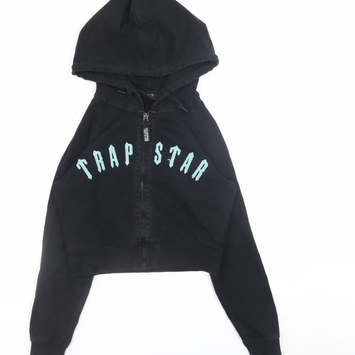 Trapstar Women's Black Full Zip Hoodie Small Graphic Print Cropped