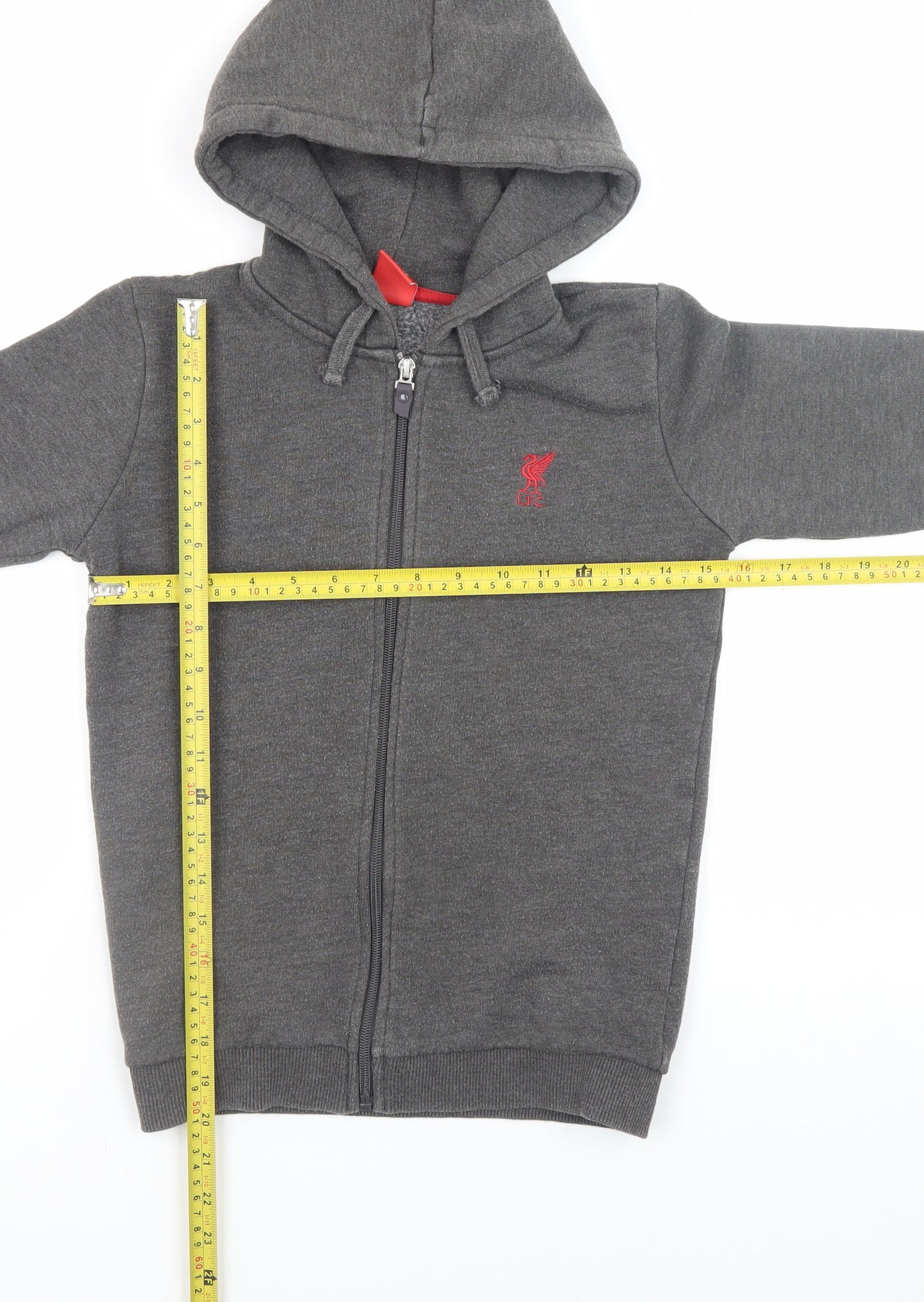 LFC Boys Grey Full Zip Hoodie 9-10 Years Cotton Blend Hooded Sweatshirt