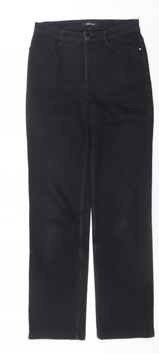 Marks and Spencer Womens Black Straight Stretch Jeans Size 8