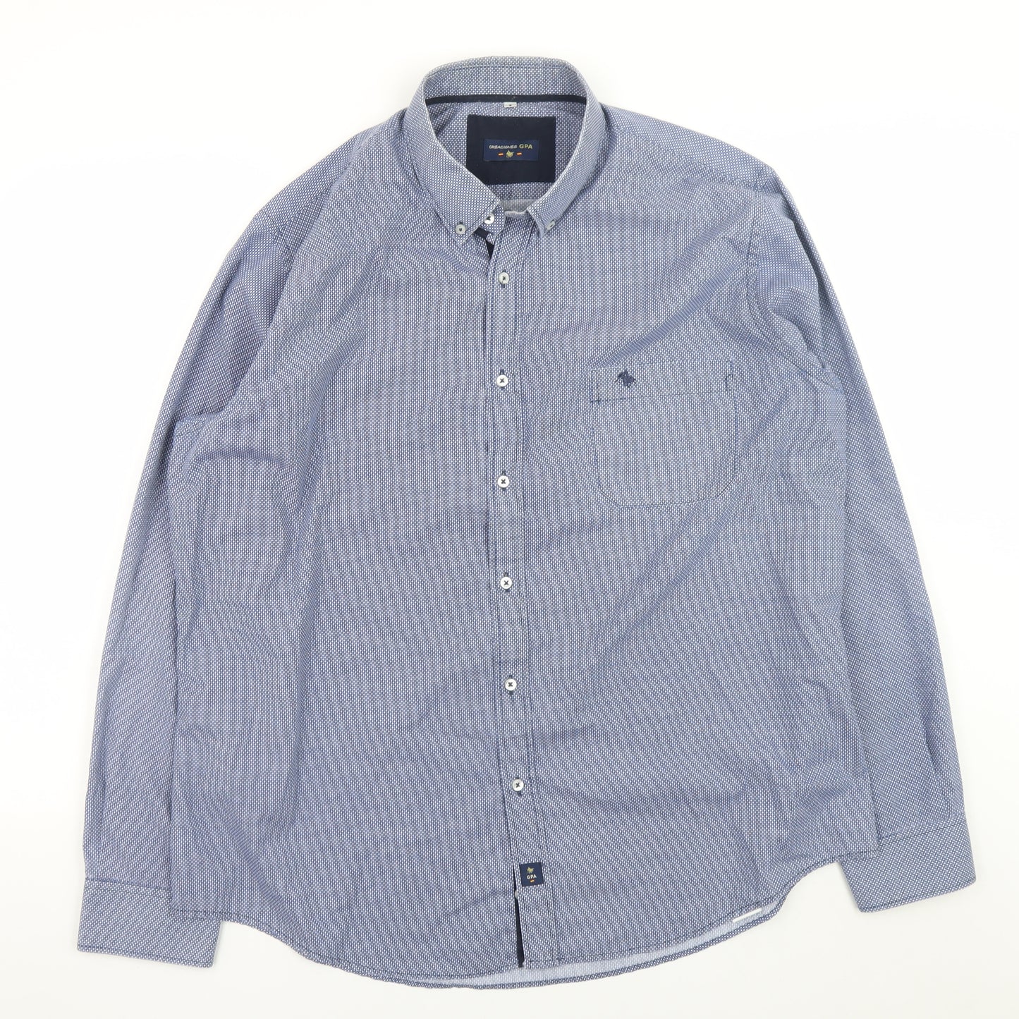 Creaciones GPA Men’s Blue Geometric Button-Down Long Sleeve Shirt Size L