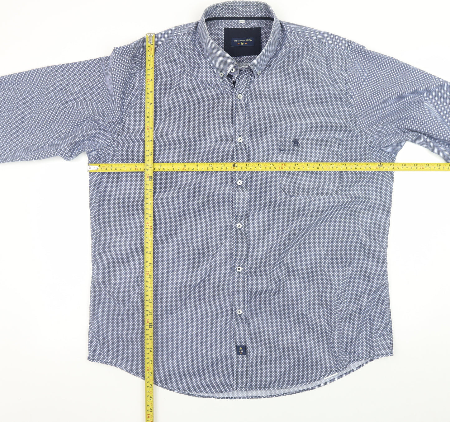Creaciones GPA Men’s Blue Geometric Button-Down Long Sleeve Shirt Size L