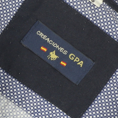 Creaciones GPA Men’s Blue Geometric Button-Down Long Sleeve Shirt Size L