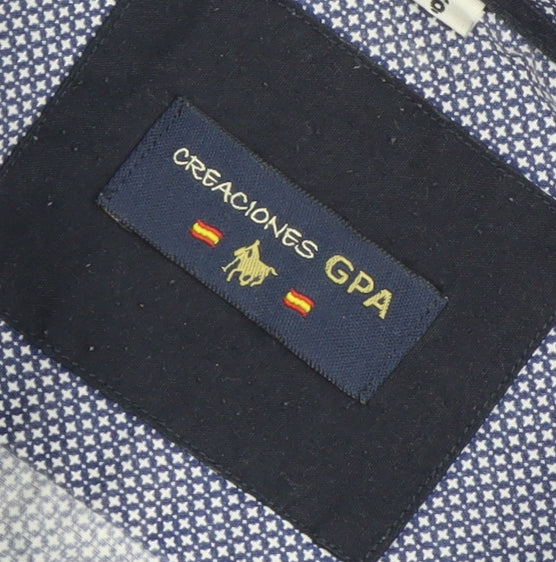 Creaciones GPA Men’s Blue Geometric Button-Down Long Sleeve Shirt Size L