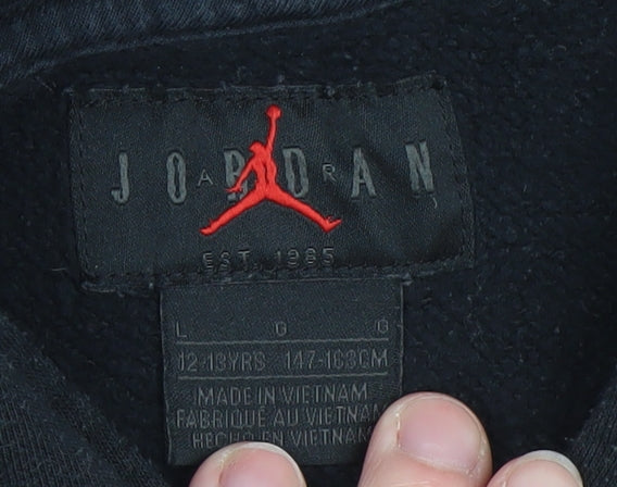 Jordan Boys Black Pullover Hoodie 12-13 Years Fleece Hooded Sweatshirt