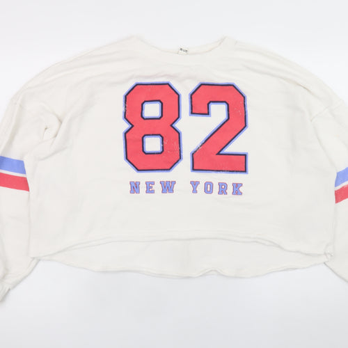 River Island Women's White Relaxed Fit New York 82 Sweatshirt Size M