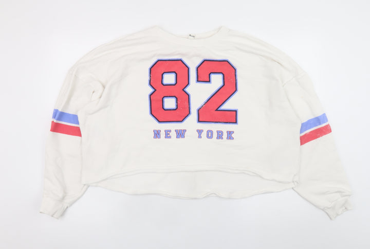 River Island Women's White Relaxed Fit New York 82 Sweatshirt Size M