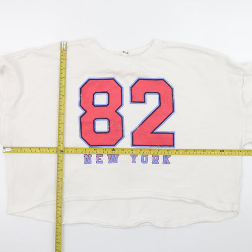 River Island Women's White Relaxed Fit New York 82 Sweatshirt Size M