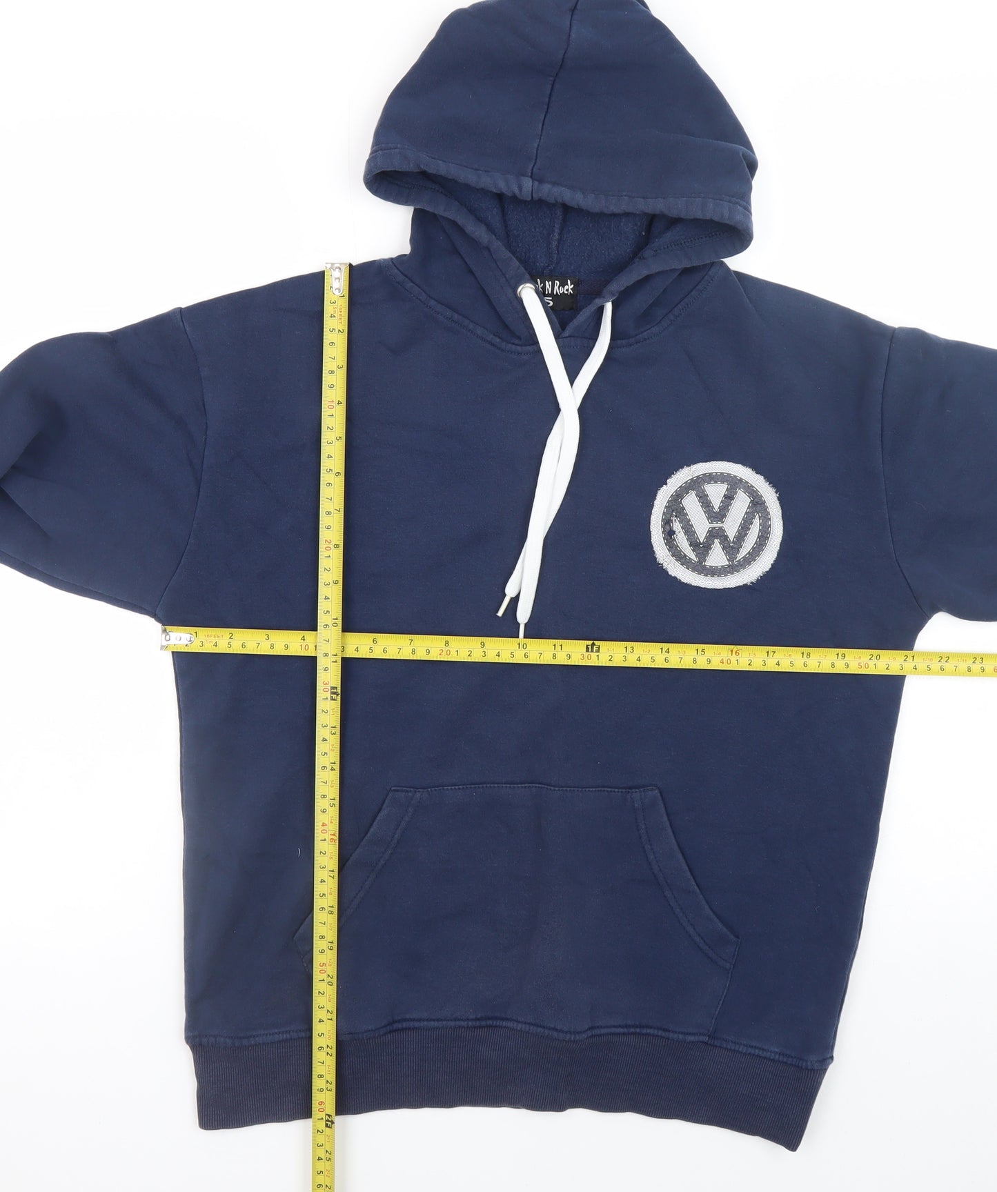 Rock N Rock Men’s Blue Pullover Hoodie VW Garage Logo Size S