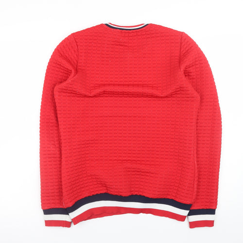 Savida Red Crew Neck Knit Pullover Sweatshirt Medium