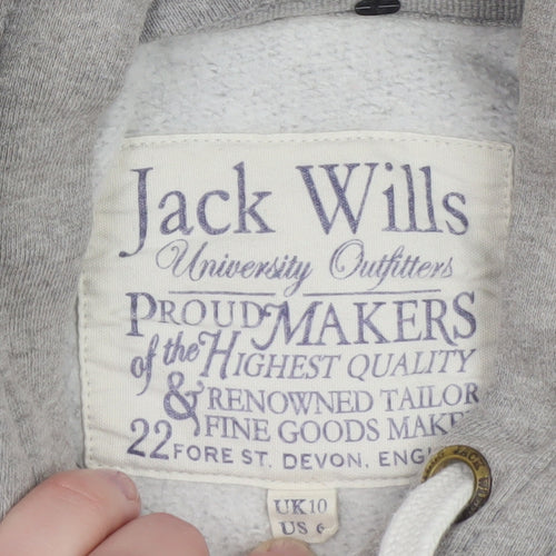 Jack Wills Womens Grey Pullover Hoodie UK 10 Physical Training Logo