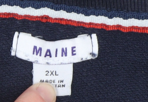 Maine Men's Blue 2XL 1/4 Zip Mock Neck Pullover Sweatshirt