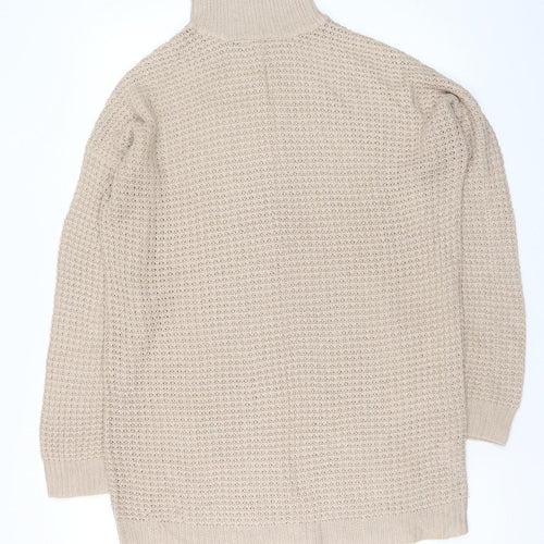 Missguided Women’s Beige Roll Neck Chunky Knit Jumper Size 10/12