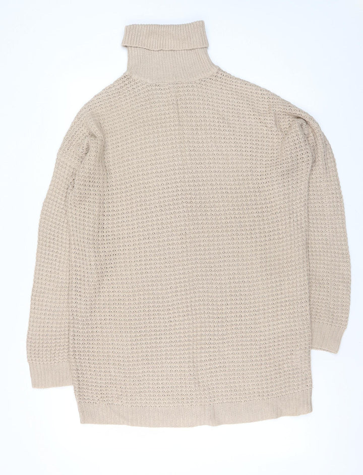 Missguided Women’s Beige Roll Neck Chunky Knit Jumper Size 10/12