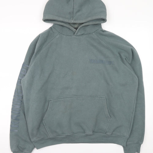 boohooMAN Men's Green Training Dept Pullover Hoodie Size M