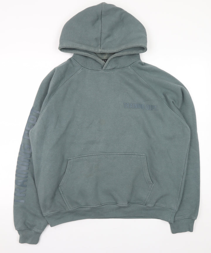 boohooMAN Men's Green Training Dept Pullover Hoodie Size M