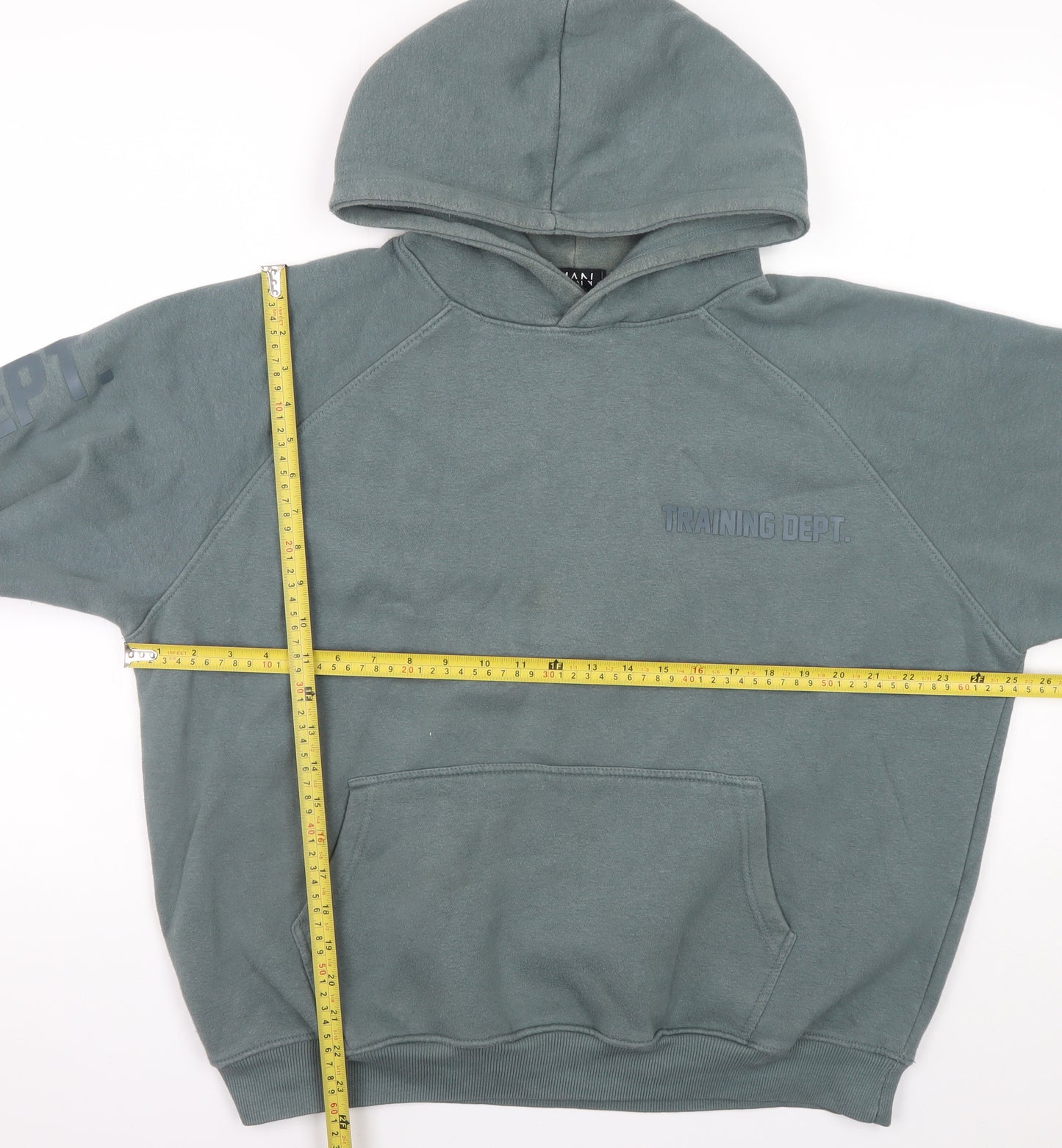 boohooMAN Men's Green Training Dept Pullover Hoodie Size M