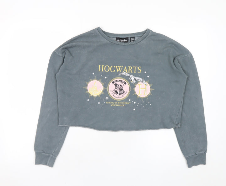 Harry Potter Girls Grey Pullover Sweatshirt 12-13 Years Hogwarts Graphic Print