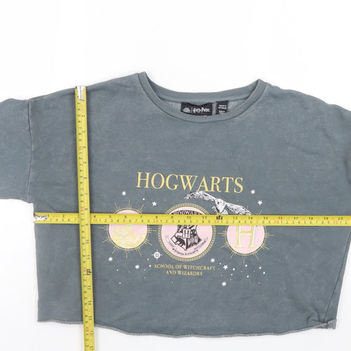 Harry Potter Girls Grey Pullover Sweatshirt 12-13 Years Hogwarts Graphic Print