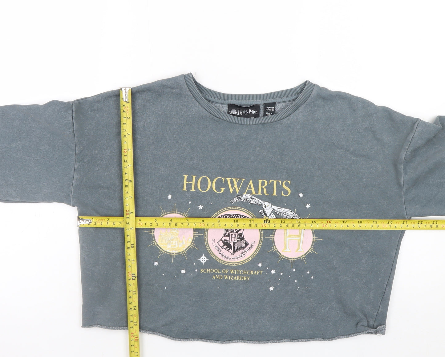 Harry Potter Girls Grey Pullover Sweatshirt 12-13 Years Hogwarts Graphic Print