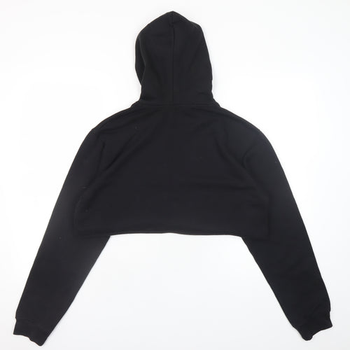 PrettyLittleThing Womens Black Cropped Hoodie Size S Pullover Drawstring