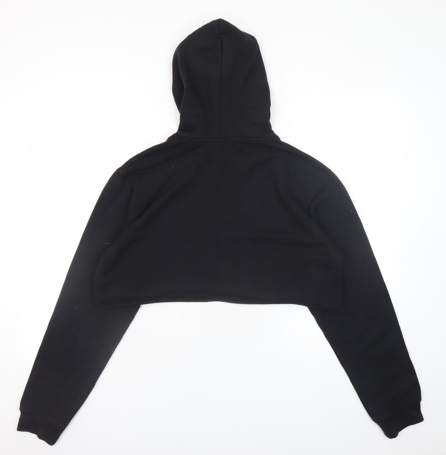 PrettyLittleThing Womens Black Cropped Hoodie Size S Pullover Drawstring