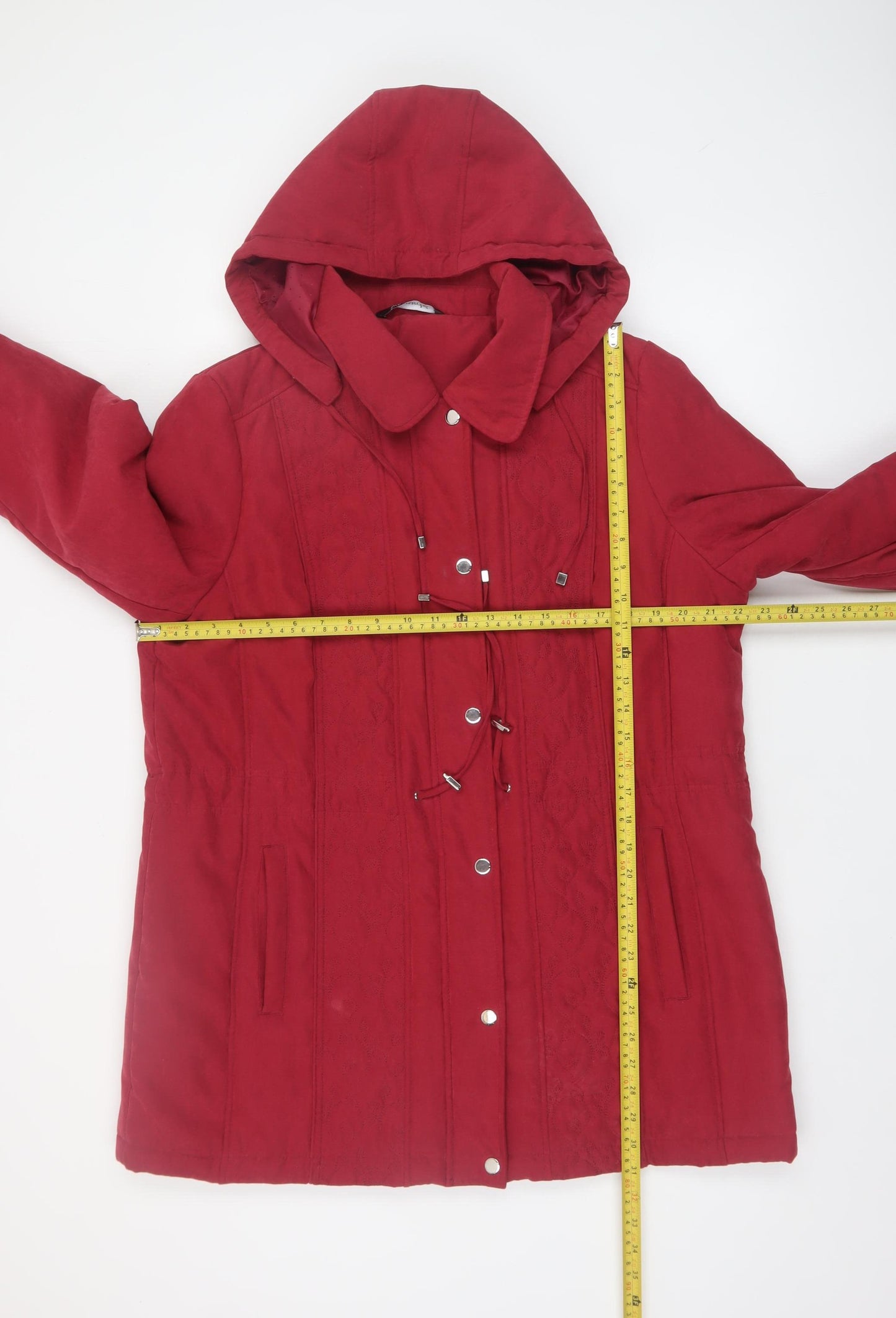 Bonmarché Women's Red Hooded Mid-Length Parka Coat Size 16