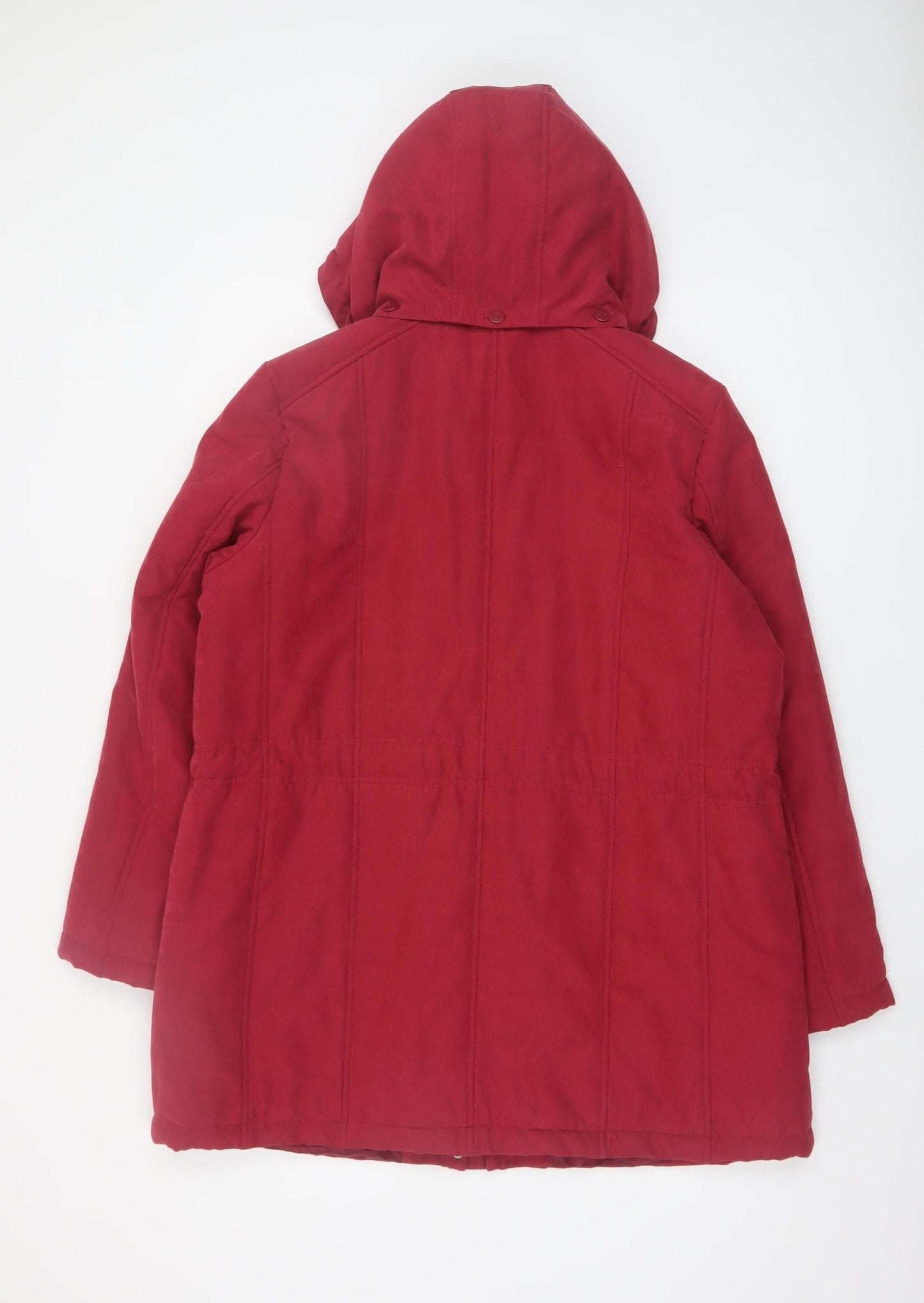 Bonmarché Women's Red Hooded Mid-Length Parka Coat Size 16