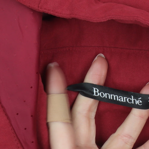 Bonmarché Women's Red Hooded Mid-Length Parka Coat Size 16