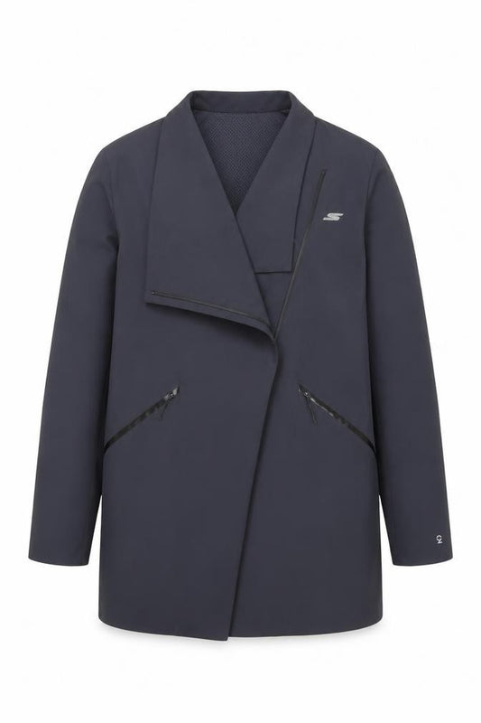 Front view of Skechers Men's Black XL Performance Mid-Length Softshell Coat