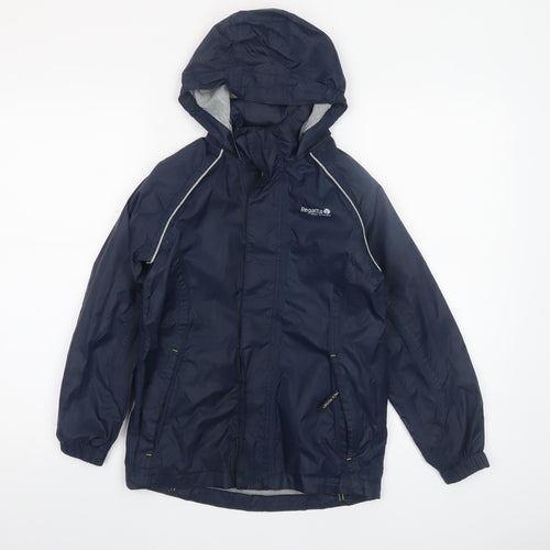 Regatta Boys Blue Waterproof Hooded Rain Coat Jacket 9-10 Years