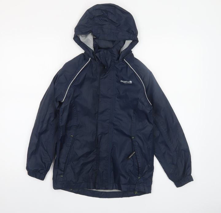 Regatta Boys Blue Waterproof Hooded Rain Coat Jacket 9-10 Years